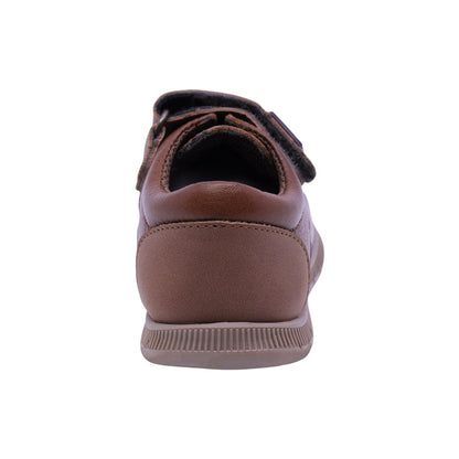ZAPATO AUDAZ PARA NIÑO COLOR CAFÉ CLARO DE PIEL CLICK CON TIRA DE CONTACTO