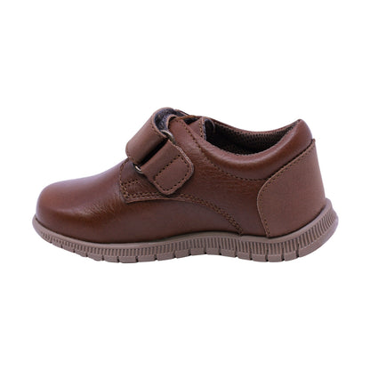 ZAPATO AUDAZ PARA NIÑO COLOR CAFÉ CLARO DE PIEL CLICK CON TIRA DE CONTACTO