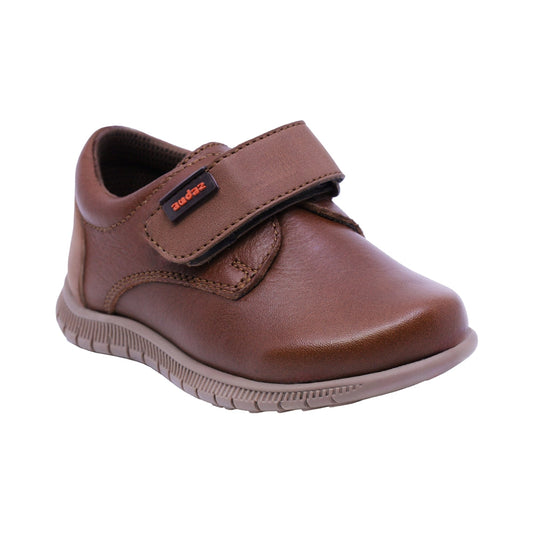 ZAPATO AUDAZ PARA NIÑO COLOR CAFÉ CLARO DE PIEL CLICK CON TIRA DE CONTACTO