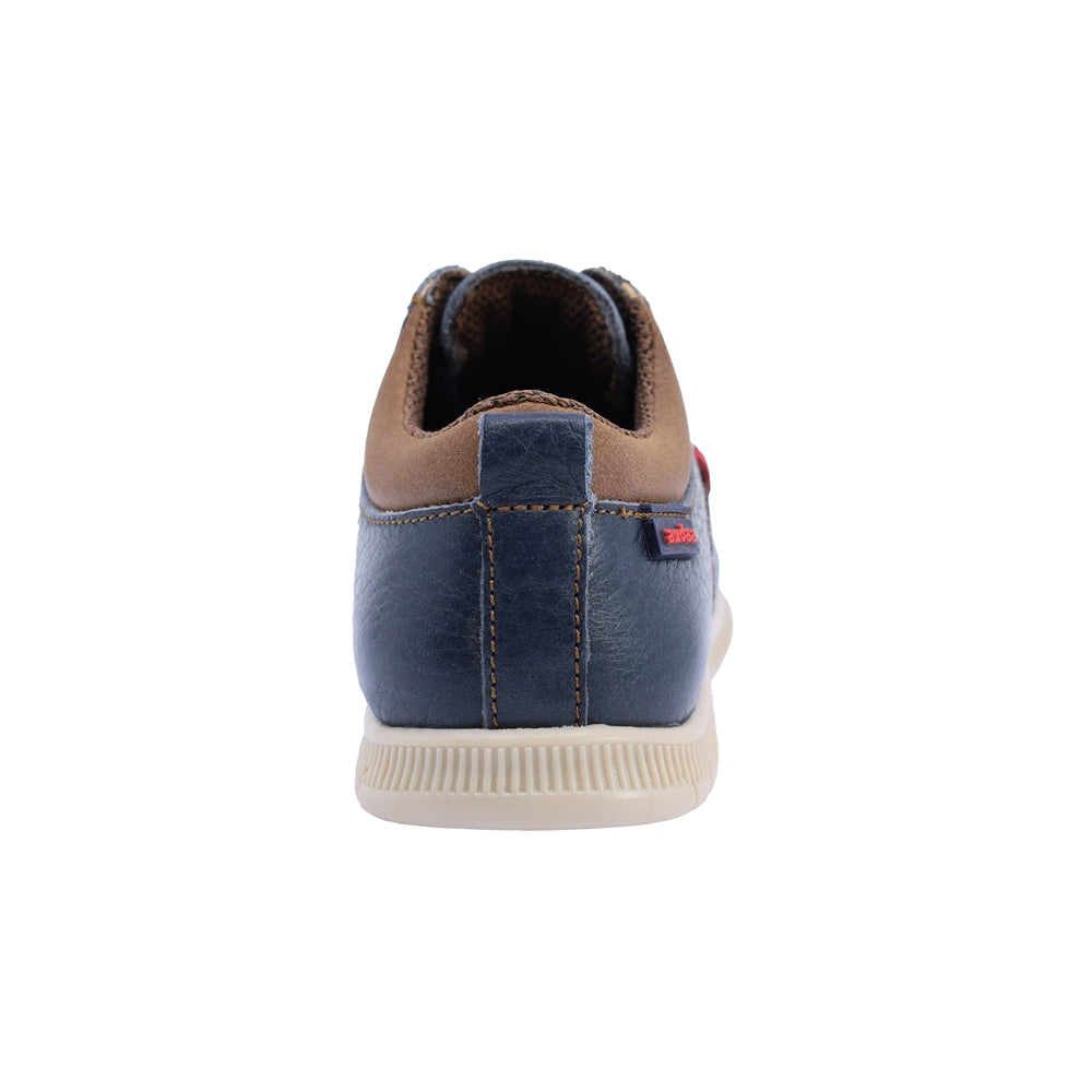 Zapato Audaz para niño en piel  azul con agujetas