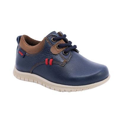 Zapato Audaz para niño en piel  azul con agujetas