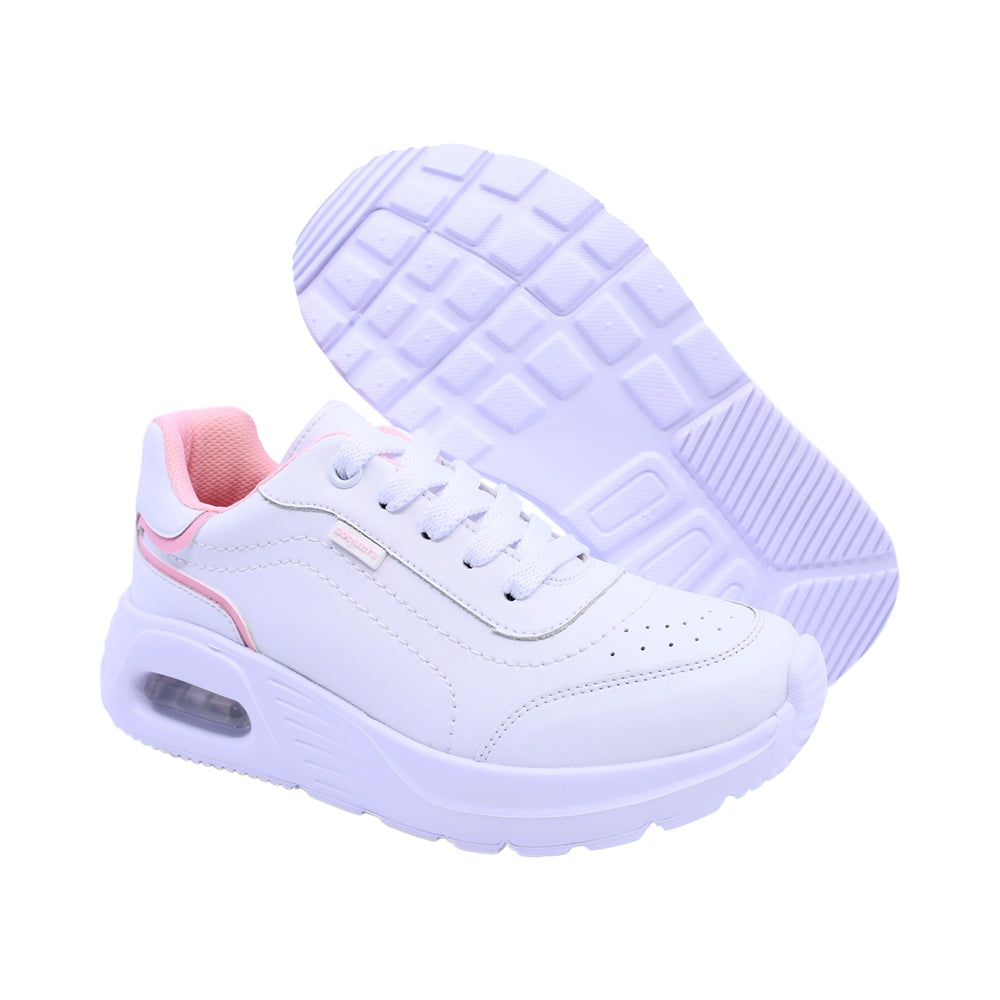 Tenis escolar Coqueta para niña sintético blanco Mulán con suela cómoda