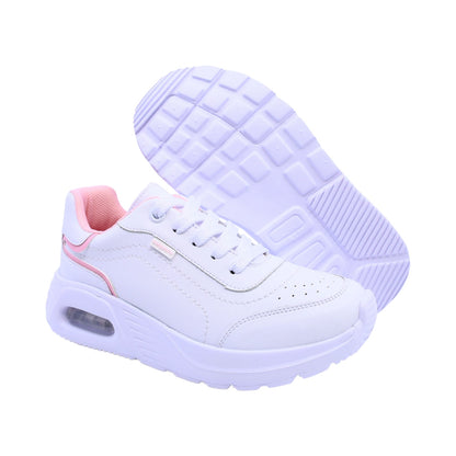 Tenis escolar Coqueta para niña sintético blanco Mulán con suela cómoda