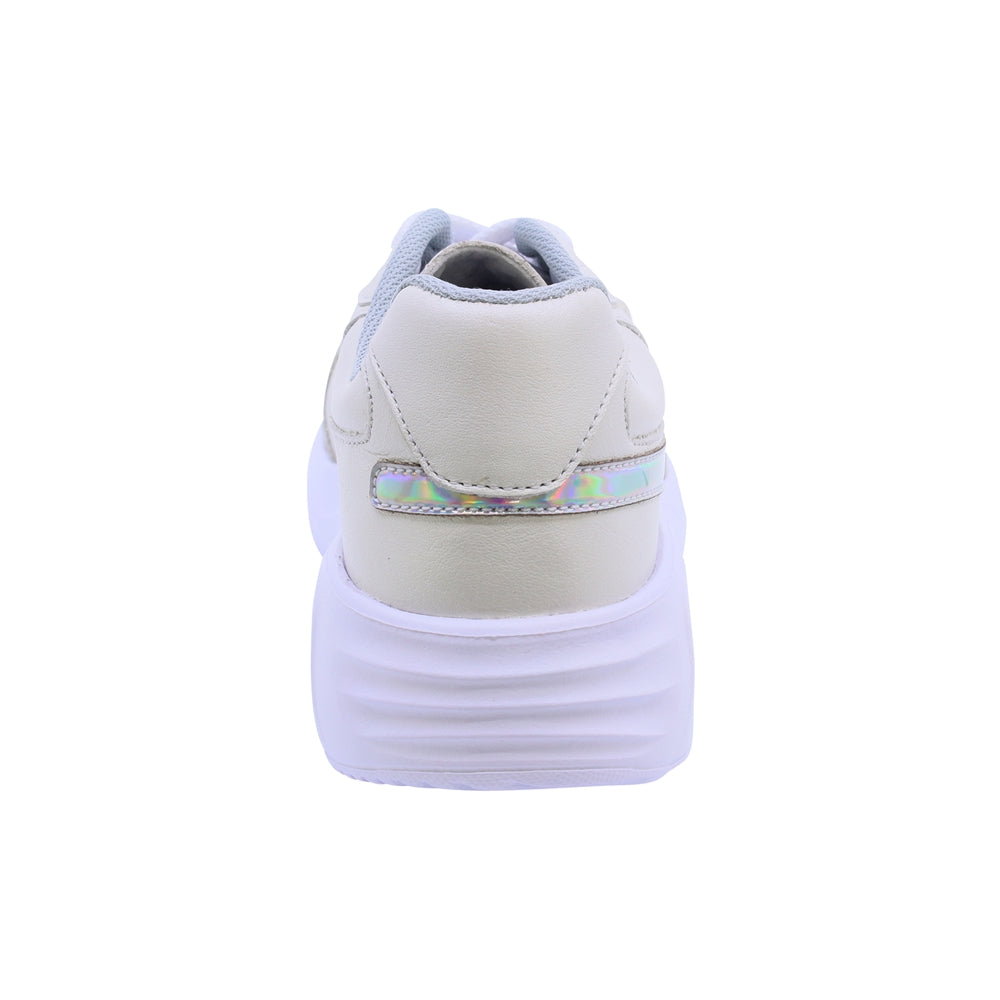 Tenis Coqueta para niña de piel en perla Mulán con suela cómoda