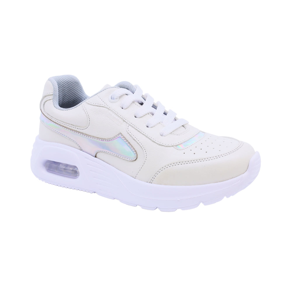 Tenis Coqueta para niña de piel en perla Mulán con suela cómoda