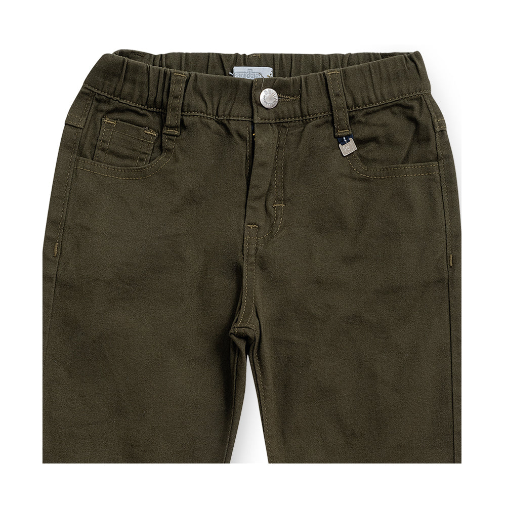 Pantalón Audaz para niño de algodón verde con ajuste elástico