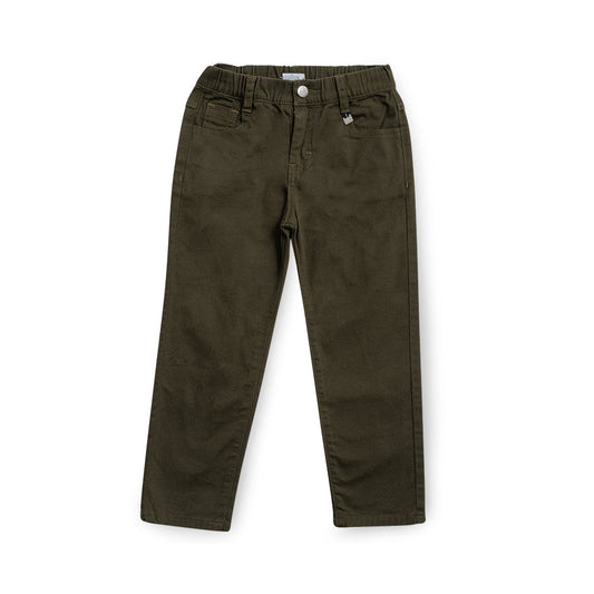 Pantalón Audaz para niño de algodón verde con ajuste elástico