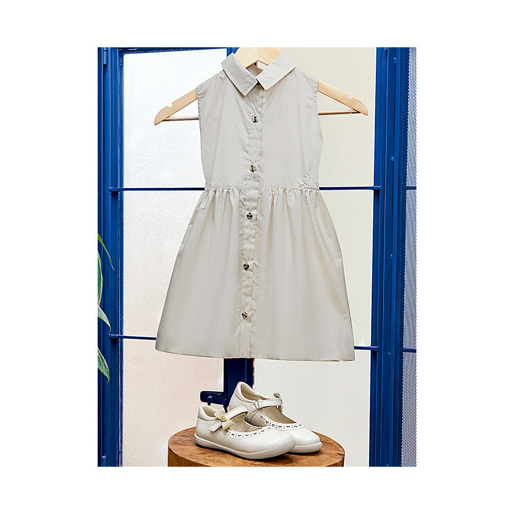 Vestido Coqueta para niña en algodón poliéster con cuello camisero
