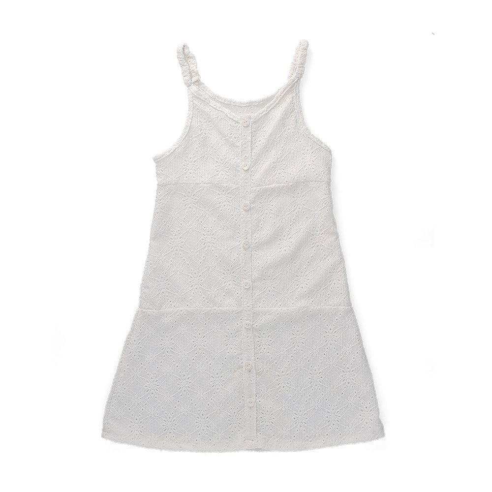 Vestido Coqueta para niña de poliéster en  blanco con bordado inglés
