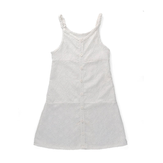 Vestido Coqueta para niña de poliéster en  blanco con bordado inglés