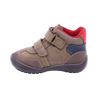 Bota Audaz para niño en piel arena Castor con detalles en contraste