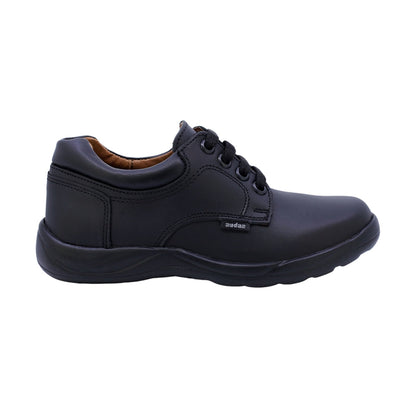 Zapato Escolar Audaz para niño en piel negro Tadeo con agujetas