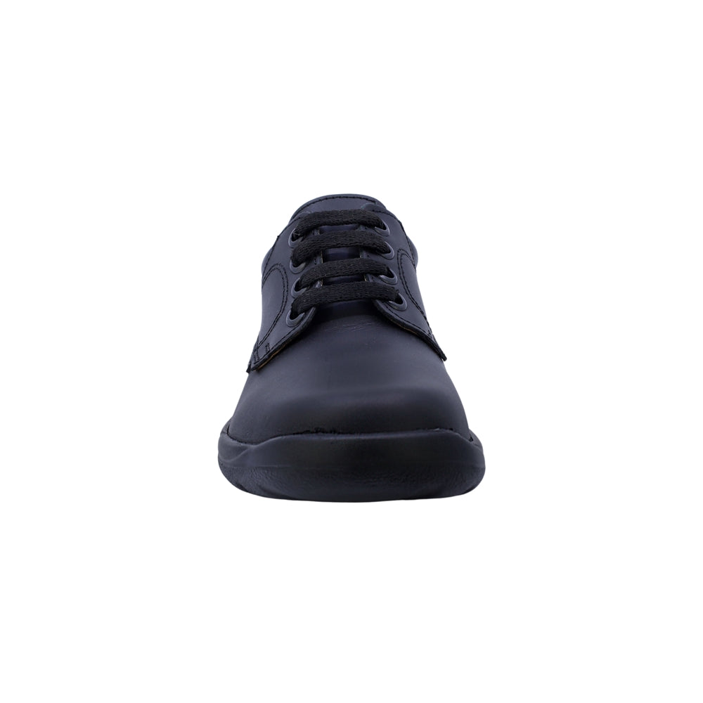 Zapato Escolar Audaz para niño en piel negro Tadeo con agujetas