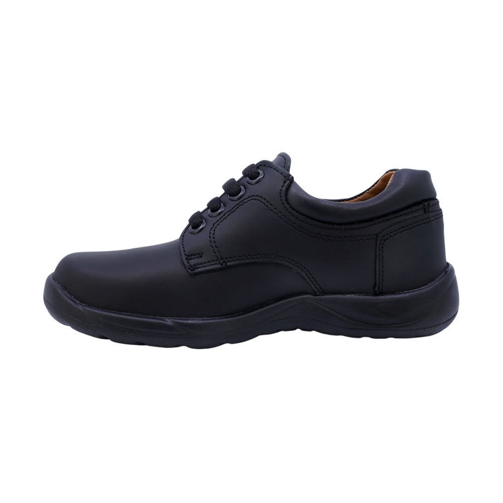 Zapato Escolar Audaz para niño en piel negro Tadeo con agujetas