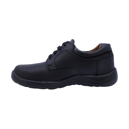 Zapato Escolar Audaz para niño en piel negro Tadeo con agujetas