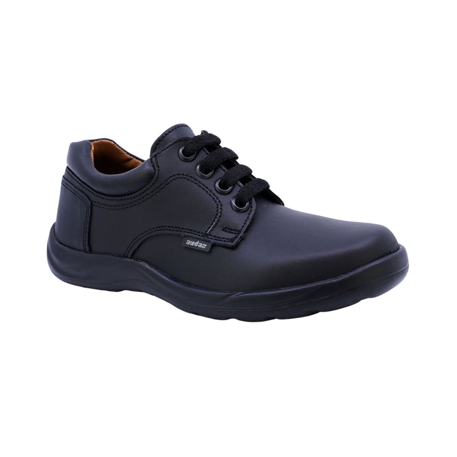 Zapato Escolar Audaz para niño en piel negro Tadeo con agujetas
