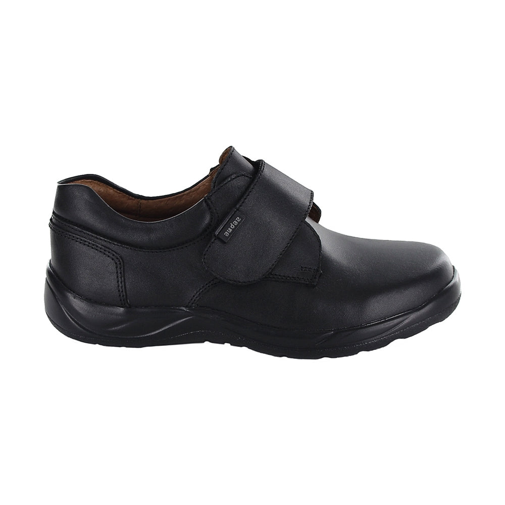 Zapato Escolar Audaz para niño en piel negro Tadeo con tira de contacto