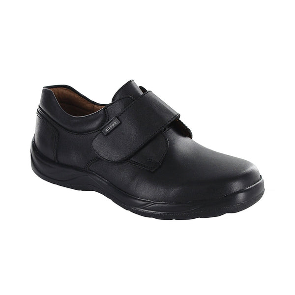 Zapato Escolar Audaz para niño en piel negro Tadeo con tira de contacto