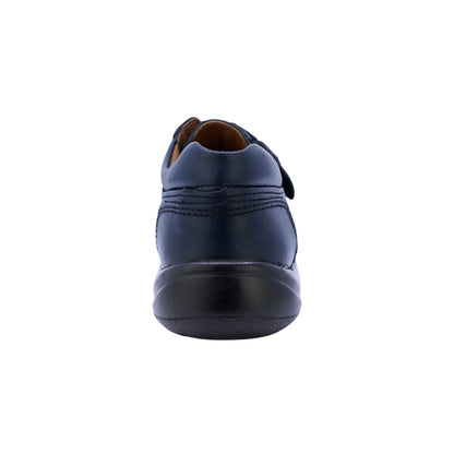 Zapato Escolar Audaz para niño en piel azul marino Tadeo con tira de contacto