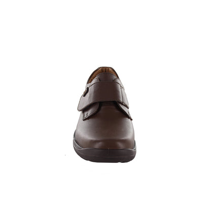 Zapato Escolar Audaz para niño en piel café Tadeo con tira de contacto