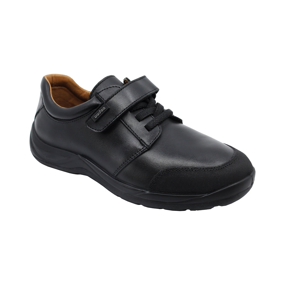 Zapato Escolar Audaz para niño en piel negro Tadeo con anti-raspaduras