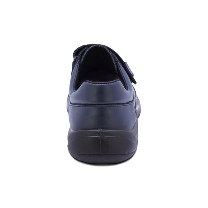 Zapato escolar Audaz de piel color azul marino Tadeo con doble tira de contacto