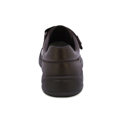 Zapato escolar Audaz de piel color café Tadeo con doble tira de contacto