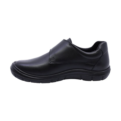 Zapato escolar Audaz para niño de piel en  negro Monkey con tira de contacto Cameron
