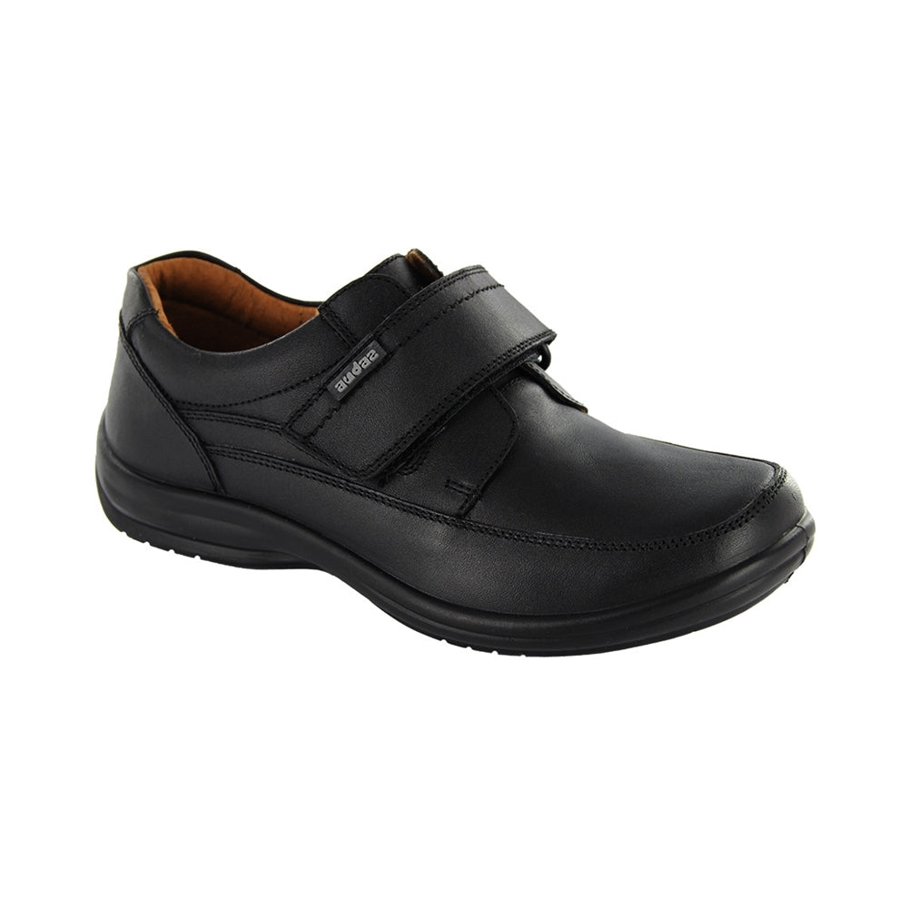 Zapato Escolar Audaz para niño en piel negro Torino con tira de contacto