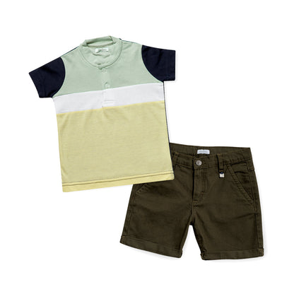 Short Audaz para niño de algodón verde con diseño casual