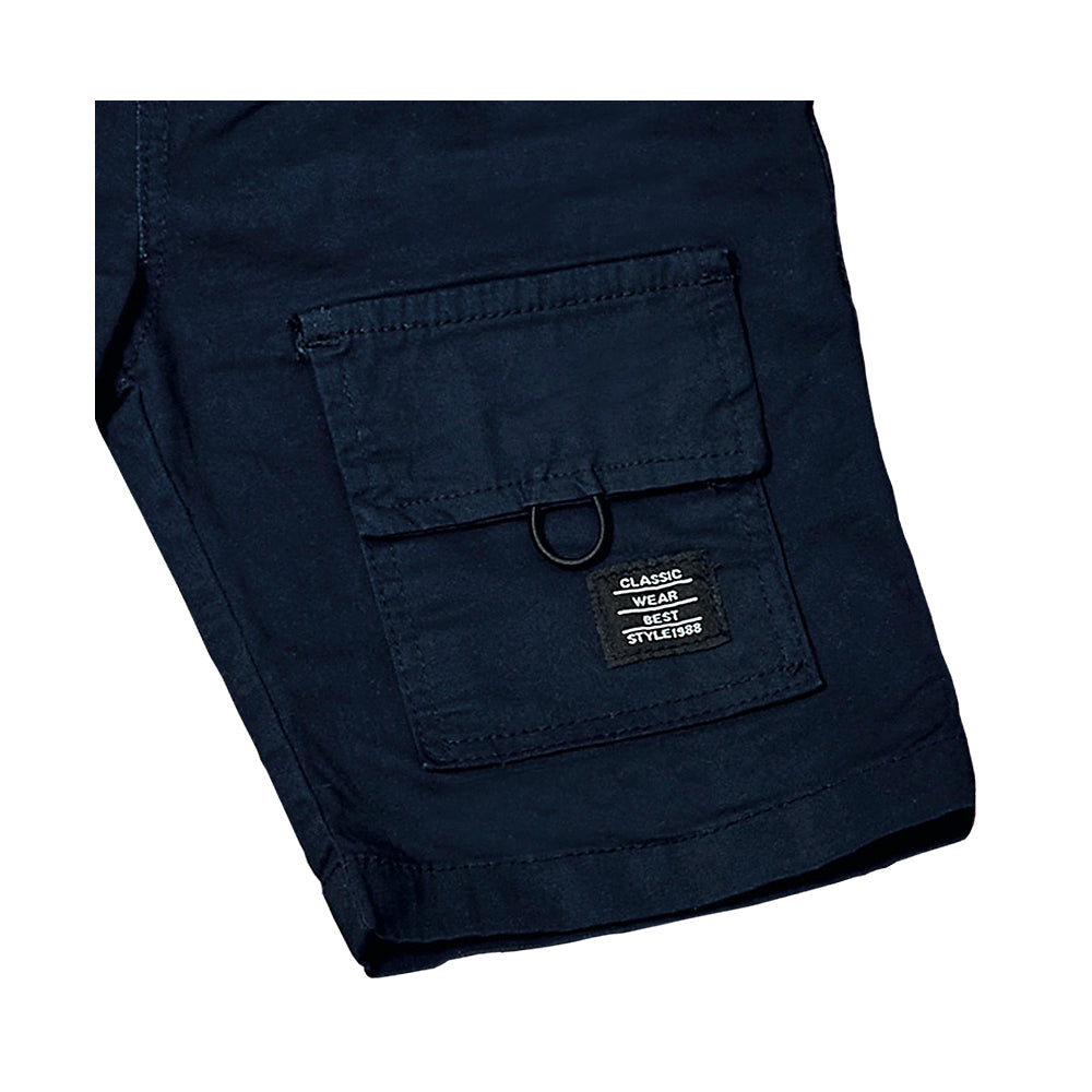 Short Audaz para niño en algodón azul marino con bolsillos cargo