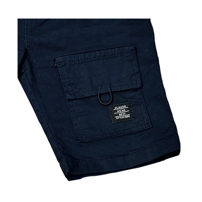 Short Audaz para niño en algodón azul marino con bolsillos cargo