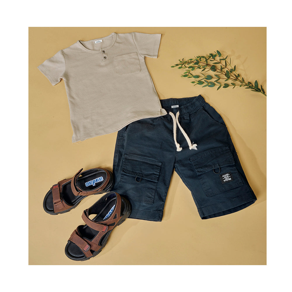 Short Audaz para niño en algodón azul marino con bolsillos cargo