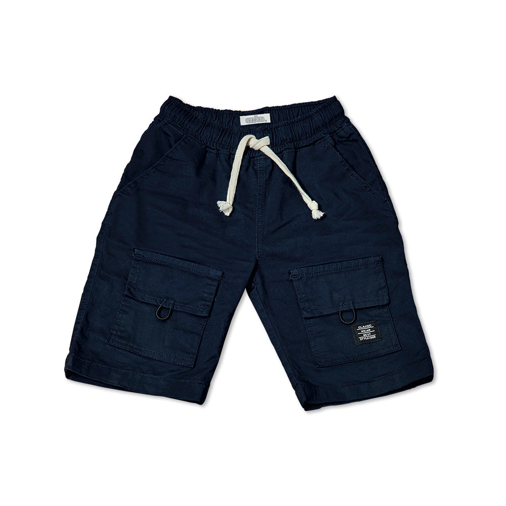 Short Audaz para niño en algodón azul marino con bolsillos cargo