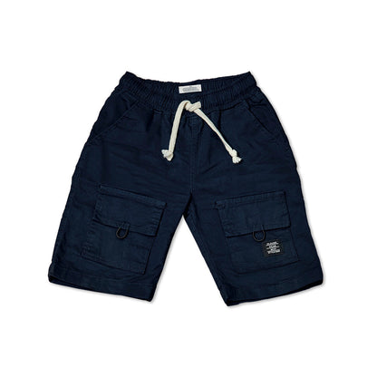 Short Audaz para niño en algodón azul marino con bolsillos cargo