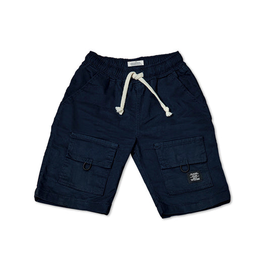 Short Audaz para niño en algodón azul marino con bolsillos cargo