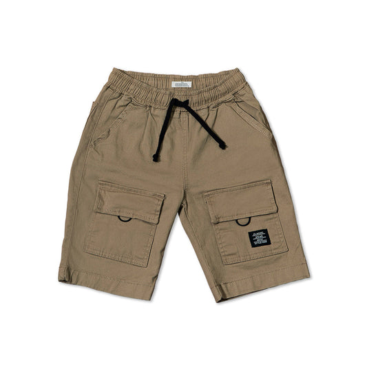 Short Audaz para niño en algodón miel con bolsillos cargo y jareta