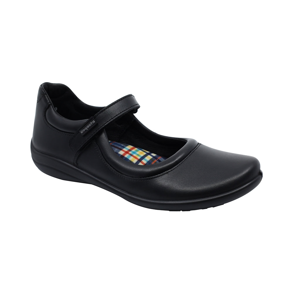 Zapato Escolar Coqueta para niña en piel negro Cindy con tira de contacto