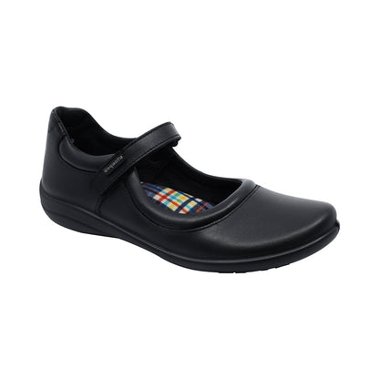 Zapato Escolar Coqueta para niña en piel negro Cindy con tira de contacto
