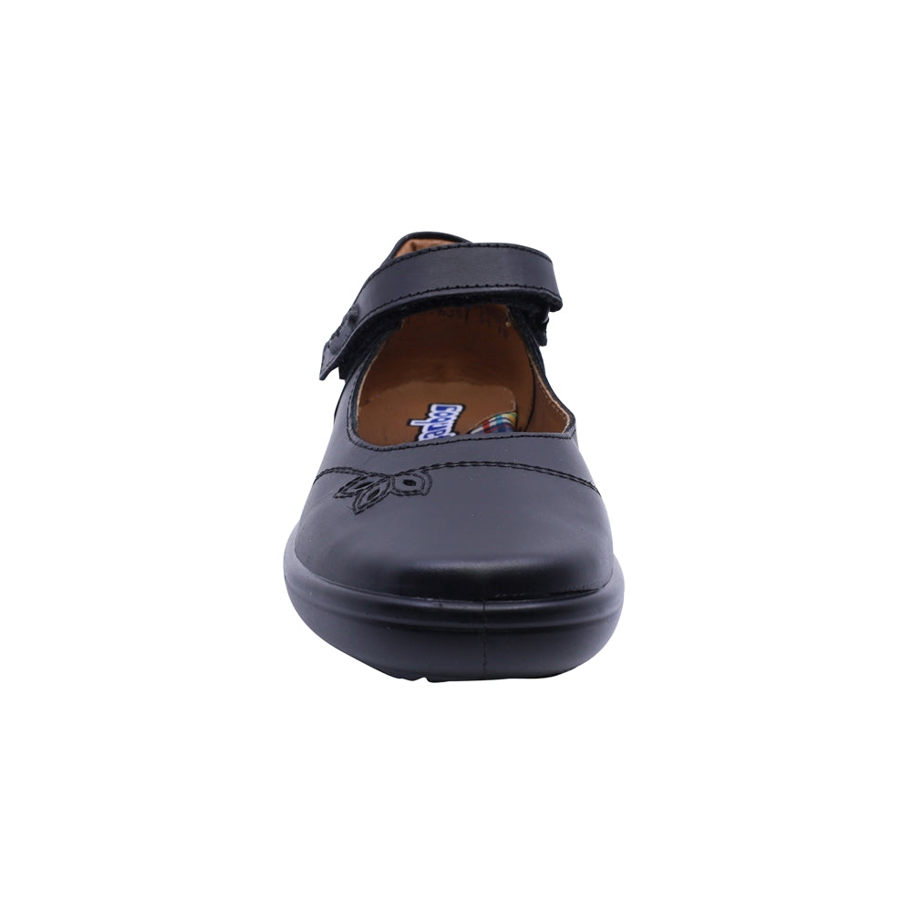 Zapato escolar Coqueta de piel color negro Selene con tira de contacto