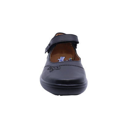 Zapato escolar Coqueta de piel color negro Selene con tira de contacto