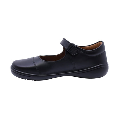 Zapato escolar Coqueta de piel color negro Selene con tira de contacto