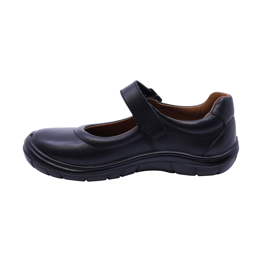 Zapato escolar Coqueta de piel color negro Monkey con hebilla