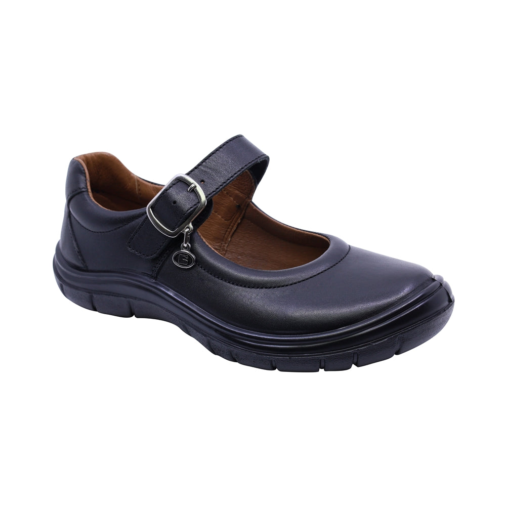 Zapato escolar Coqueta de piel color negro Monkey con hebilla