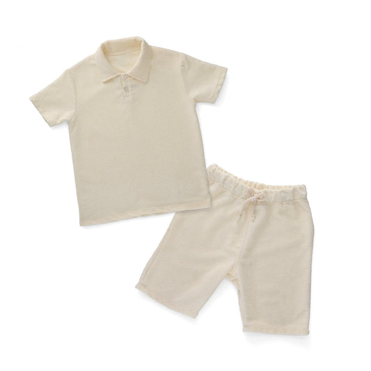 Conjunto Audaz para niño de algodón en  beige con textura suave