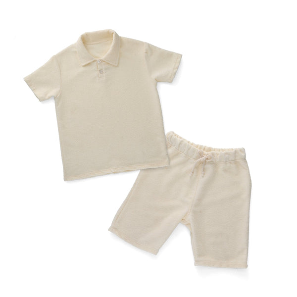 Conjunto Audaz para niño de algodón en  beige con textura suave