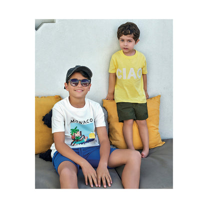 Conjunto Audaz para niño de algodón en  azul con lentejuela reversible