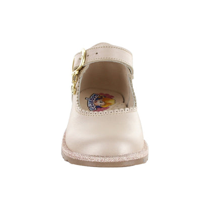 Zapato Coqueta para niña en piel perla Rondy con hebilla decorativa