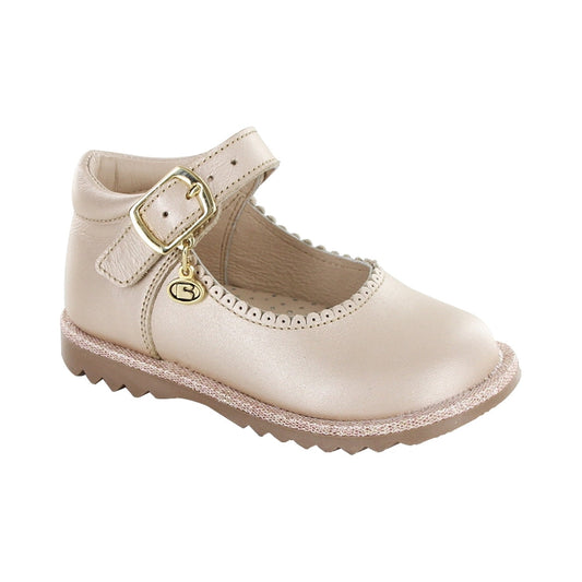 Zapato Coqueta para niña en piel perla Rondy con hebilla decorativa