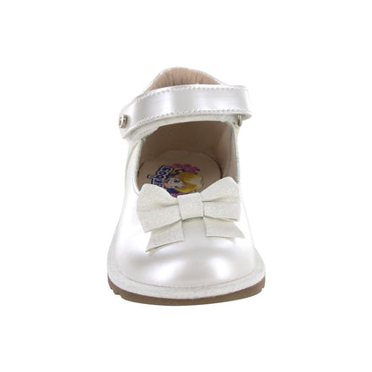 Bota Coqueta para niña en charol perla Rondy con moño decorativo